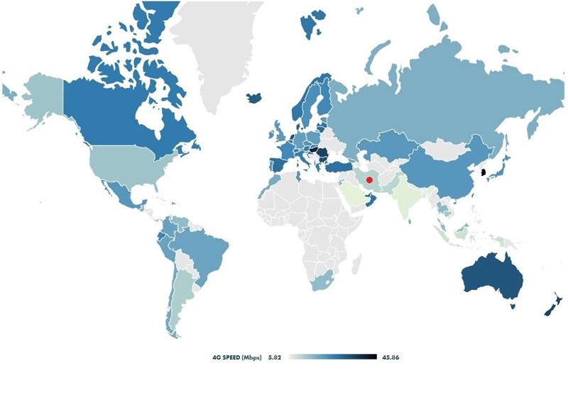 مقایسه اینترنت موبایل ایران با کشورهای دیگر (+نمودار) 