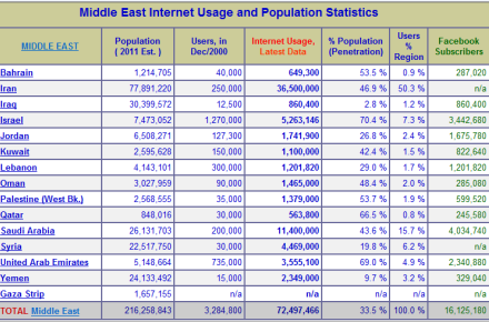 نیمی از کاربران اینترنت خاورمیانه در ایران