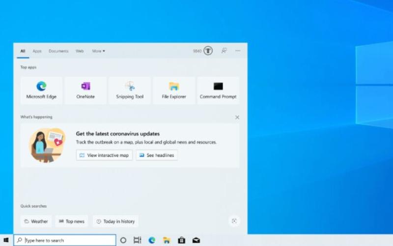 نمایش اطلاعات مربوط به کووید-۱۹ در قسمت جستجوی ویندوز ۱۰